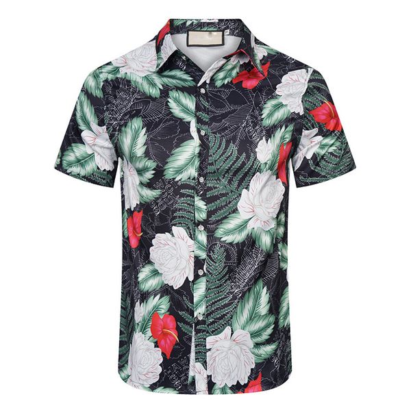 

designer shirt mens button up shirts print bowling shirt hawaii floral casual shirts men slim fit short sleeve dress hawaiian t-shirt -3xl, White;black