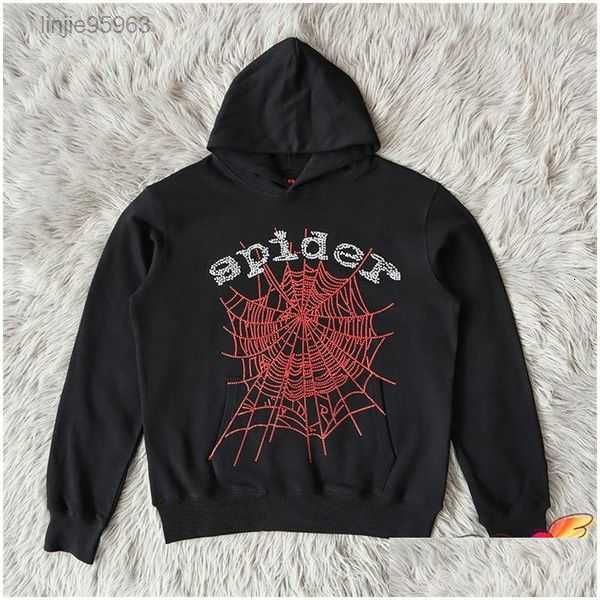 

men's hoodies sweatshirts mens puff print white sp5der hoodie men women web graphic 1 quality spider 555555 heavy fabric young motion c, Black