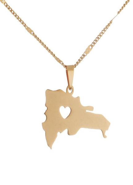 

stainless steel the dominican republic map pendant necklace for women trendy map of dominican charm jewelry1835661, Silver