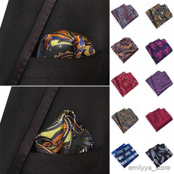 

2pcs handkerchiefs fashion luxury mans pocket square handkerchief silk suit jacquard woven hanky paisley design 25cm wedding party handkerch, Blue;white