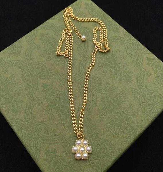 

designer flowers pearl pendant necklaces luxury letter pattern girls party wedding chunky necklace gift hip hop jewel3587363, Silver