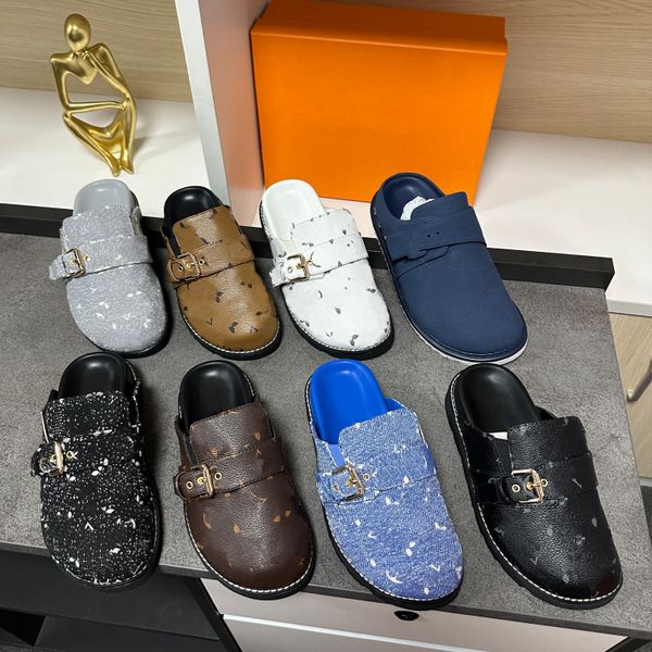 

cosy comfort clog sandals designer women men flat fur leather mules slippers fashion winter warm plush slides size 35-45, Black