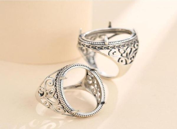 

cluster rings 1925mm 925 sterling silver men039s semi mount bases blanks base blank pad vintage ring setting set jewelry with8347113, Golden;silver