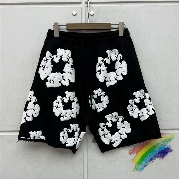 

men s shorts hitam abu abu puff cetak celana pendek pria wanita berkualitas tinggi tali 230517, White;black