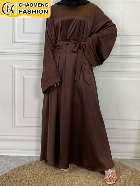 

ethnic clothing chaomeng ramadan abaya femme musulmane satin hijab dress turkey kaftan caftan marocain muslim for women vestido islam maxi r, Red
