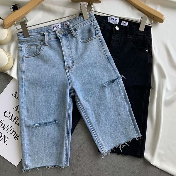 

womens shorts jeans women summer outfits skinny ripped holes denim short high waist ladies streetwear bottoms fashion blue black 230516, White;black