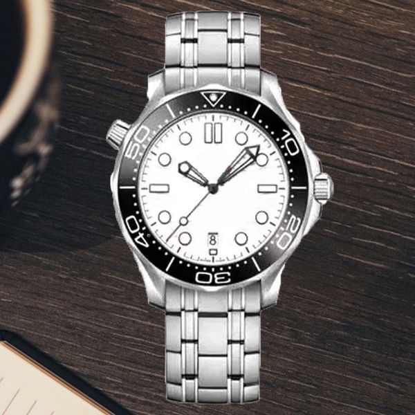 

luxury men's high-end movement watches luxurious sapphire glass ceramic bezel stainless steel original buckle bracelet black dial mens, Slivery;brown