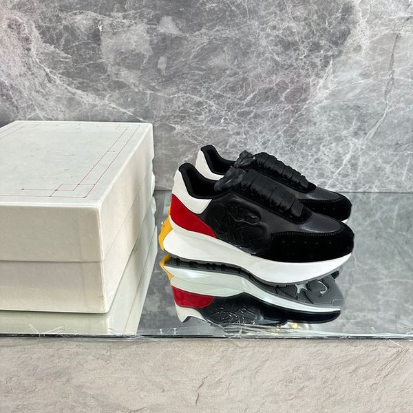 

ceiling retro designer casual shoes men women calfskin shoes vintage sneakers reflective trainer 0513, Black