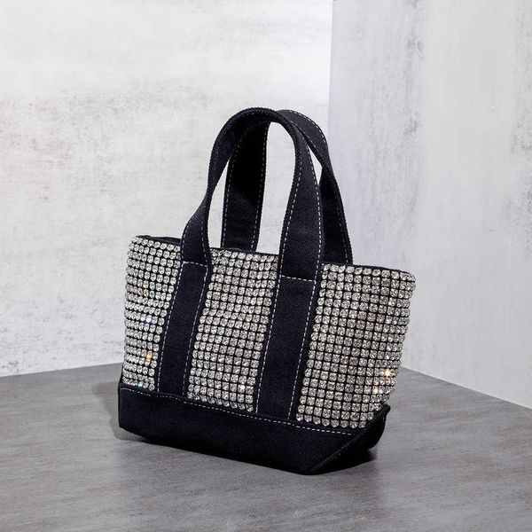 

totes rhinestones canvas evening tote clutch bag luxury shining silver chain panelled shoulder ladies crossbody bag elegant 230509