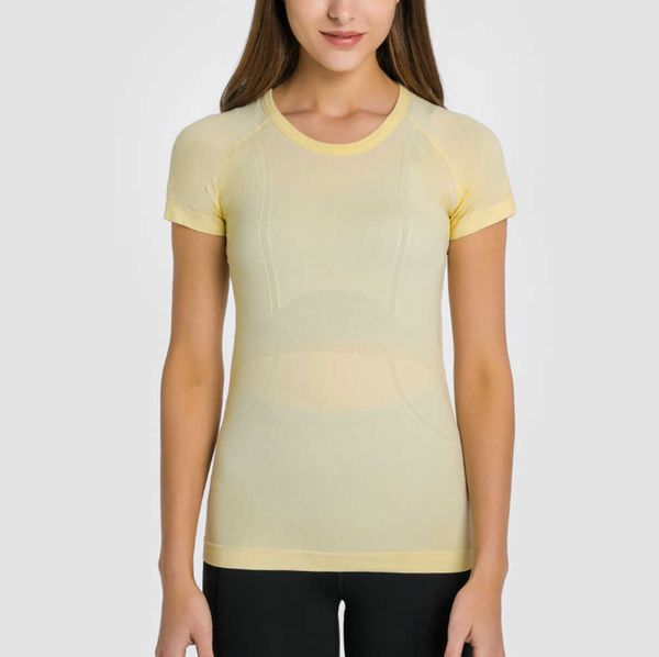 

active sets l2067 solids color sports shirt fashion t-shirt outfit outdoor lululemens women fitness clothes women short sleeve sunscreen des