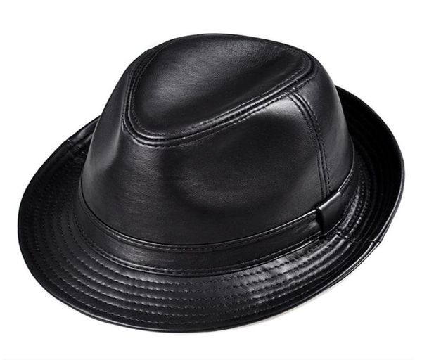 

winter genuine leather wide brim stetson fedoras british hats for menwomen gentman black 5561cm fitted jazz hip gorras7920238, Blue;gray
