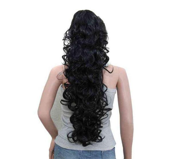 

synthetic claw clip ponytail luxury for braiding 75cm 30quot high temperature fiber hairpieces long curly hair extensions for wo2890795, Black;brown