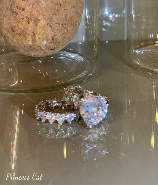 

princess cat mass merchandiser love mossan diamond love ring romantic light luxury high sense opening ring5280710, Silver