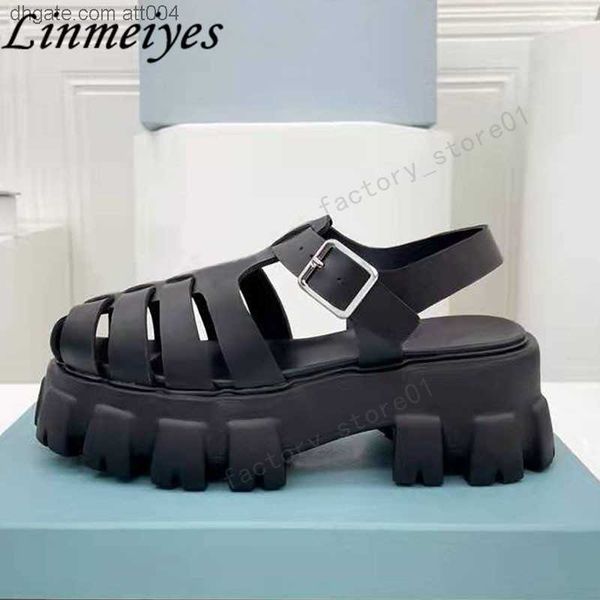 

summer thick bottom sandals women platform sandal slippers height increasing round toe leisure sandles slides female beach shoes chunky heel, Black