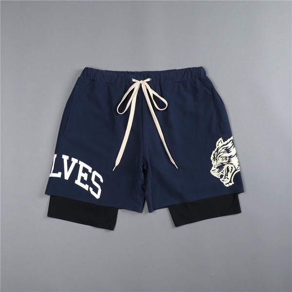 

men s shorts celana pendek kebugaran olahraga 2 in 1 palsu pria baru berlipat ganda kompresi tambalan serigala darc cepat kering pend 230517, White;black