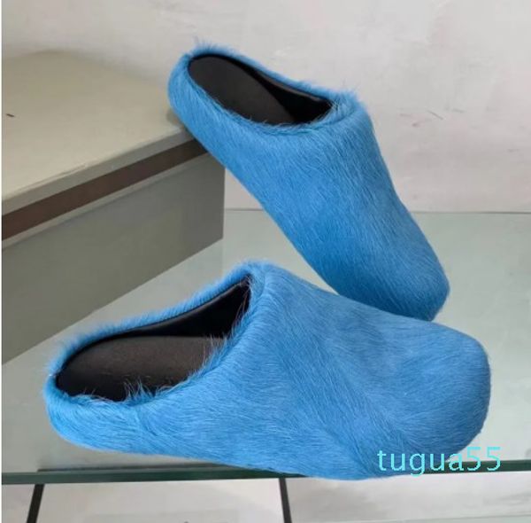 

Fur Slippers Women Designer Shoes Round Toe Ladies Slides Outdoor Factory Footwear Plus Size 44 Men Slipper, Mineral green
