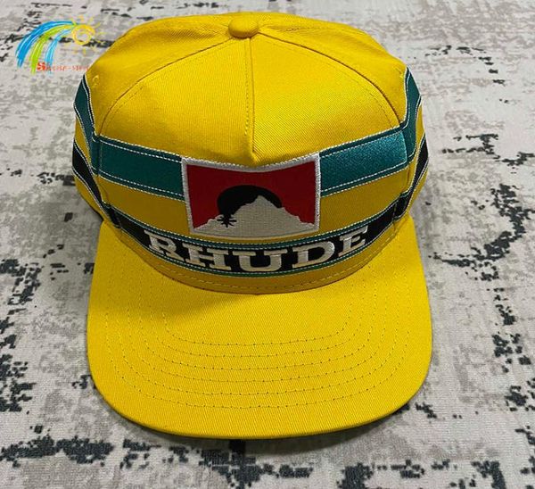

embroidered striped patch yellow rhude baseball cap men women 1 1 outdoor sunscreen adjustable hat wide brim3338771, Blue;gray