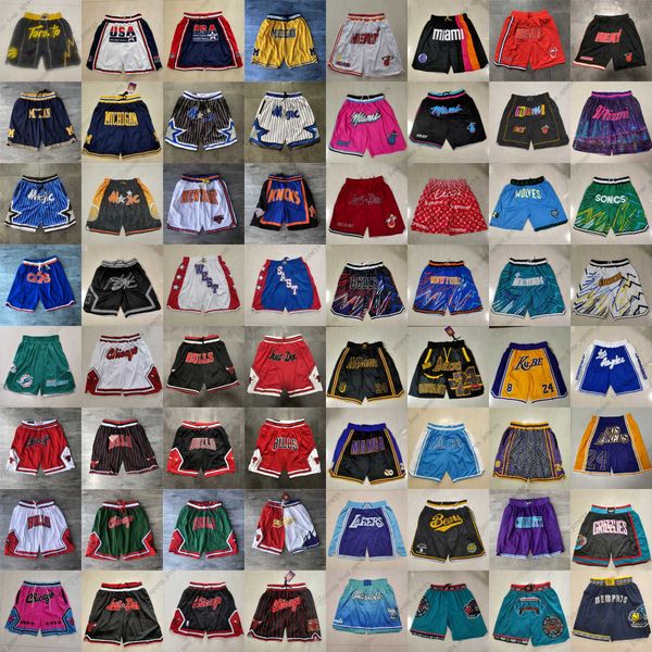 

2023 new all team basketball shorts just don short retro sport wear with pocket zipper sweatpants hip pop pant stitched embroidery man four, Black
