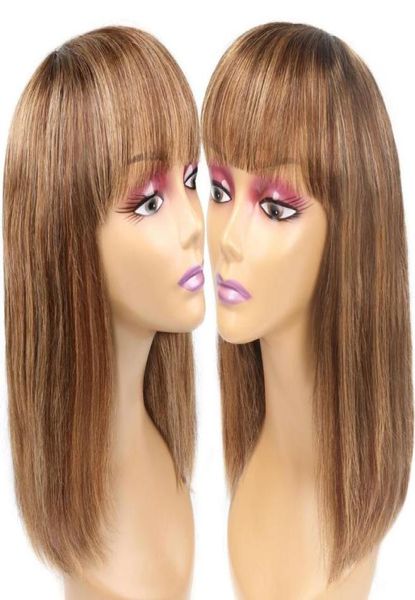 

hair bulks majestic girls highlight bob human with bangs full machine straight color5918747, Black