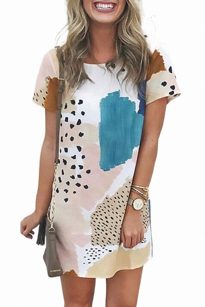 

light blue leopard splicing color block mini dress k1k1#, Black;pink