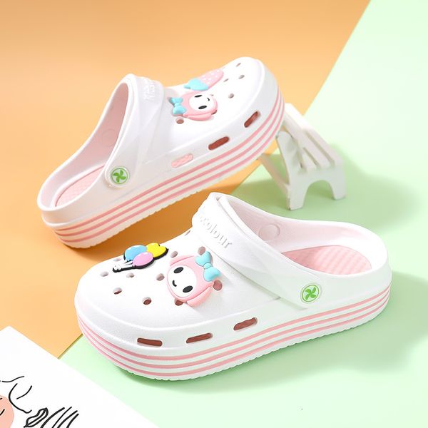 

slipper sandal kawai anak anak bakiak desain fashion baru sepatu air tahan pantai eva platform anak perempuan 230516, Black;grey