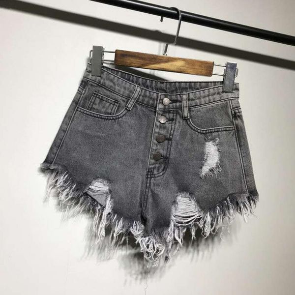 

womens shorts summer denim tassel ripped jeans short for high waist pantalones short femme 230516, White;black