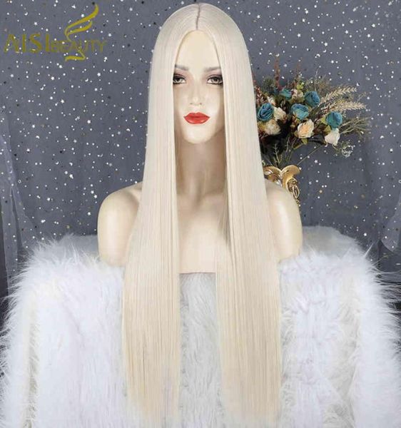 

hair aisi beauty synthetic long straight blonde for women middle part black brown orange pink cosplay with daily use 2203014639141