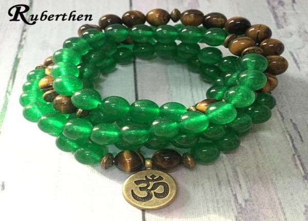 

beaded strands ruberthen on 2021 yoga 4 wrap bracelet brass ohm charm womens yogi 108 mala meditation balance jewelry13208754, Black