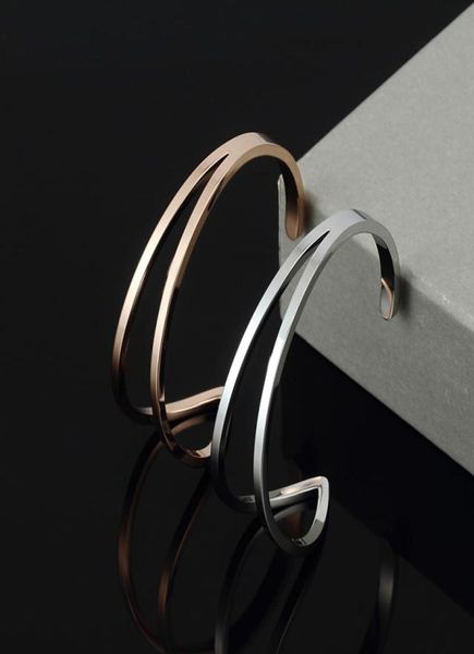 

b22 y shape mordant open bangle bracelet stainless steel fashion jewelry for women birthday gift9109584, Black