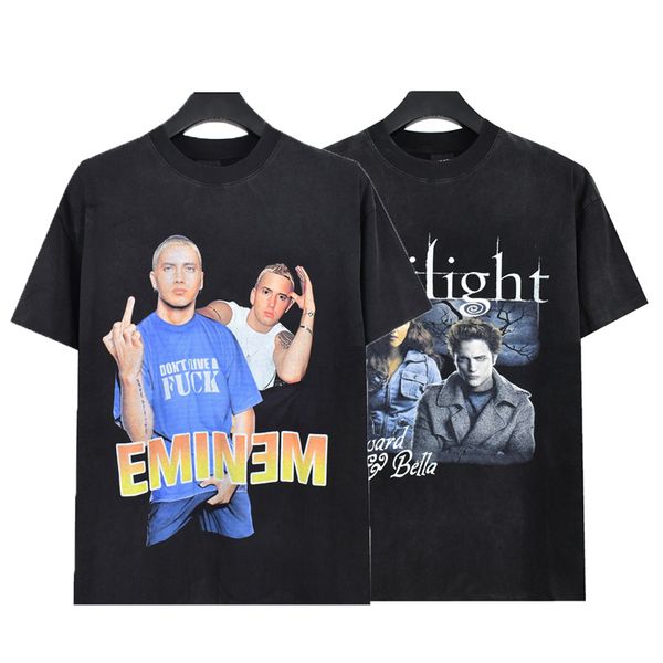 

23ss short sleeve cotton tee plus size usa trends movies fashion hip hop singers ps summer skateboard t shirt streetwear europe men tshirt, Black;brown
