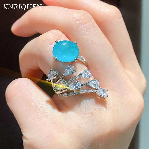 

band rings unique full high carbon diamonds paraiba tourmaline gemstone women's rings vintage wedding bands party fine jewelry female g, Silver