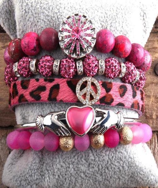 

fashion boho jewelry pink stone bracelet heart 5pc bracelets sets for women bohemian jewelryes gift dropship beaded strands4133234, Black