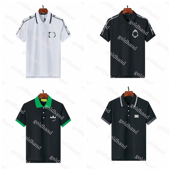 

plus size mens polo shirt designer brand printed logo shirt polos men summer loose t shirt tide street sport tees size m-3xl, White;black