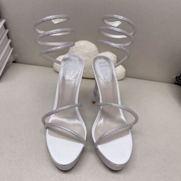 

rene caovilla stiletto heels sandals luxurys designers dress shoes women slipers cleo margot butterfly-detailing sandals rhinestone studded, Black