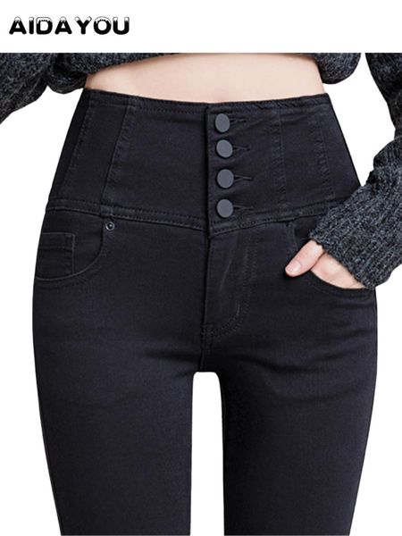 

jeans high waisted jeans button fly front for women tummy control stretch denim black petite xs 4xl dress pants with pocket ouc433, Blue