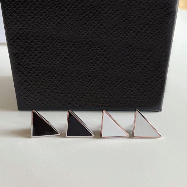 

triangle black stud earrings letter p with stamp earring women stainless steel jewelry accessories, Golden;silver