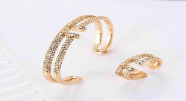 

kajia luxury versatile classic doublelayer nail bracelet ring set with micro zircon hand jewelry for women5658826, Black