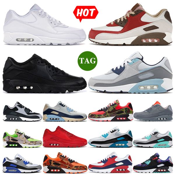 

90s running shoes men womem sports sneakers max 90 bred orange green infrared triple white black wolf grey volt viotech camo orange sports m