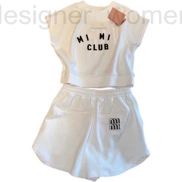 

women's tracksuits designer 2022 new summer womens alphabet printed sleeveless short t-shirt high waist wide leg shorts two piece wear, Gray