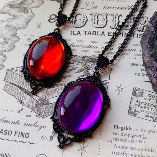 

jewelry pendant necklace stardust gothic quartz crystal necklace embossed pendant satan devil halloween magic, Black