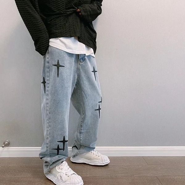 

men s jeans celana kargo kaki lebar pria longgar streetwear musim semi gugur mode korea lurus merek pakaian y2k 230517, Blue