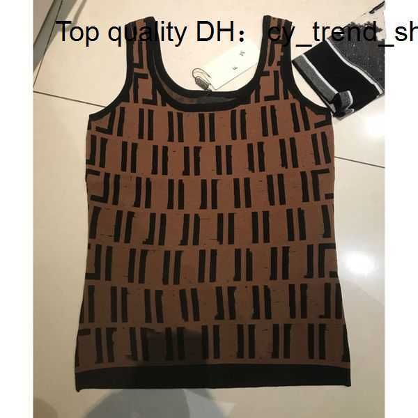 

2023 diesel high-quality women's knits designer retro u-neck ff letter jacquard knitted slim-fit camisole size s-l11, White