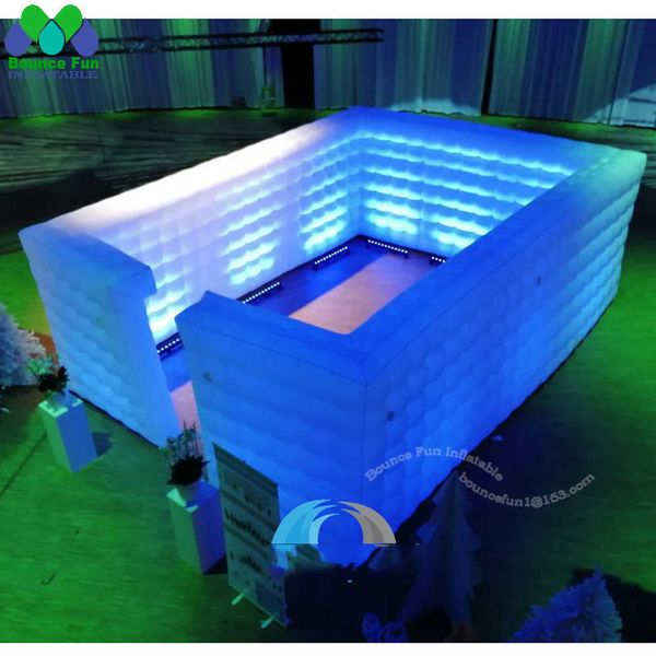

roofless 8x 6m inflatable curved wall white air boxer cube tent exhibition showroom with led lights for company party events