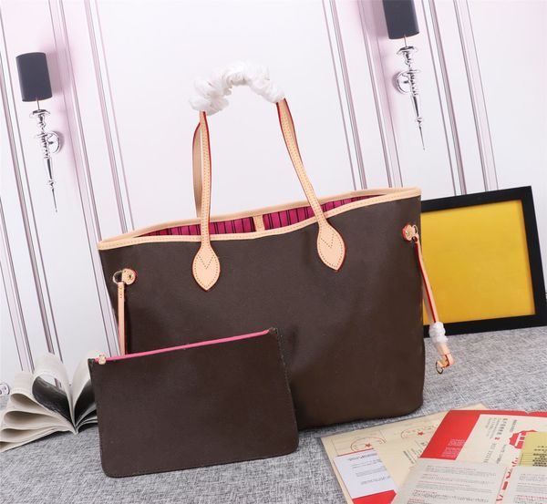 

designer bag neverfull leather women tote shoulder handbags luxury large purses lady handbag with wallet bags 2pcs lot