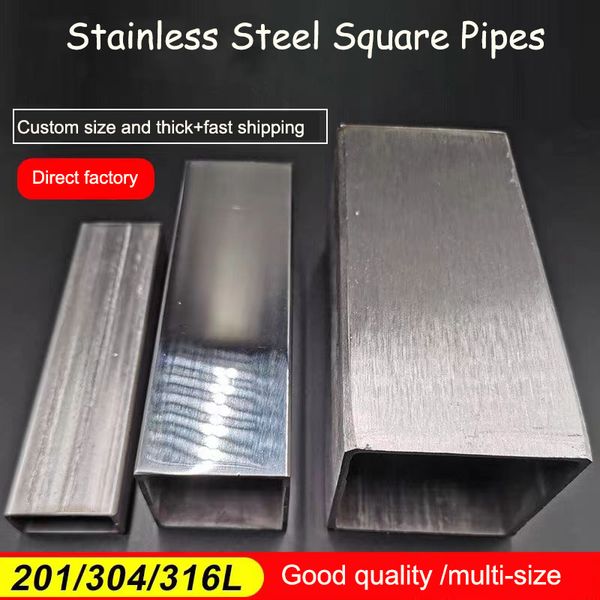 

sus304 stainless steel square pipe 38*38mm thick 1mm 1.2 1.5 2mm flat tubes 1 meter welding bending