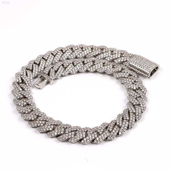 

men hiphop style new moissanite diamond cuban link gold chain necklace mens, Silver