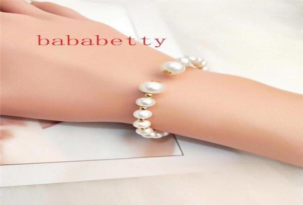 

beaded strands natural freshwater 67mm white pearl handmade bracelets can be resized13148528, Black