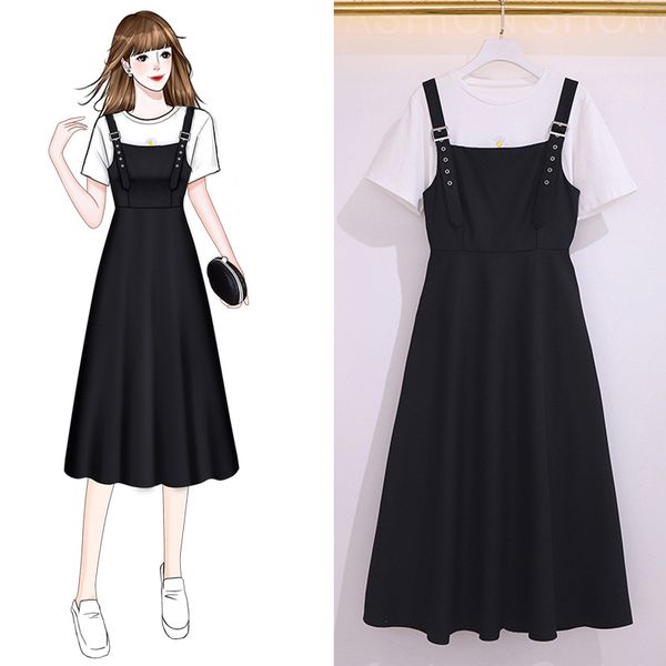 

dress sets women plus size 4xl chic fashion elegant office lady outfits 2 piece korean fall basic simple female shirts vestido, Black;gray