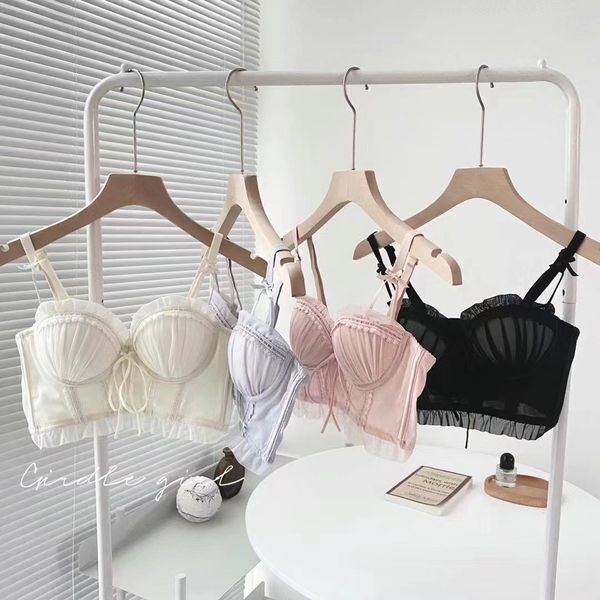 

set 4 colors princess style thickened push up intimates adjustable cotton bra panties belt vest girls small chest underwear 230517, Black;white