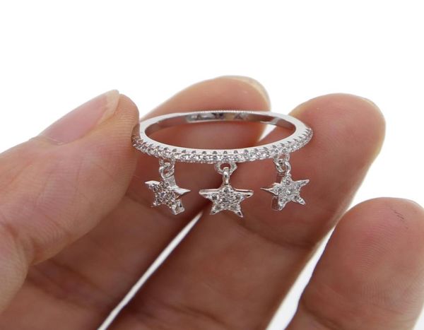 

silver color fashion cz paved tiny star charm ring for lady women christmas gift cubic zirconia jewelry9956236